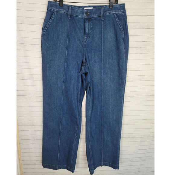 LANE BRYANT WIDE LEG FRONT SEAM TROUSER JEAN, SZ 14 - Picture 1 of 14